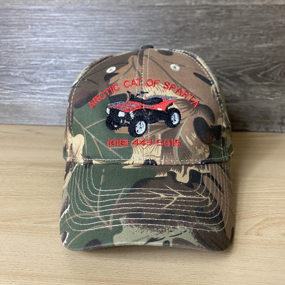 Arctic Cat of Sparta Hat Cap Strap Back Camouflage Embroidered ATV Promo Mens
